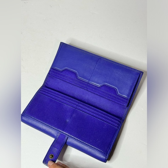 FOSSIL MEMOIR DEEP VIOLET FLAP CHECKBOOK CLUTCH PURSE WALLET - Picture 7 of 10